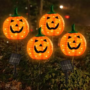 Luci LED per zucca ad energia solare di Halloween impostate 4 grandi luci con 2 modalità per percorsi all'aperto e decorazioni da giardino - Product Image 1