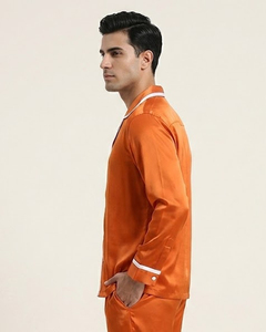<b>Men's</b> Satin Sleepwear <b>Shirts</b> 100% Silk Nightwear <b>Shirt</b> <b>Mens</b> Long Sleeve <b>Night</b> Tops Button Up Satin Silk <b>Shirts</b> <b>Men</b> - Product Image 3