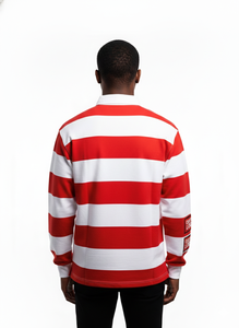 Vente en gros de chemises de rugby vintage à rayures rouges pour hommes, broderie personnalisée, coton lourd, streetwear, sweats à capuche et sweat-shirts pour hommes, fabrication - Product Image 2
