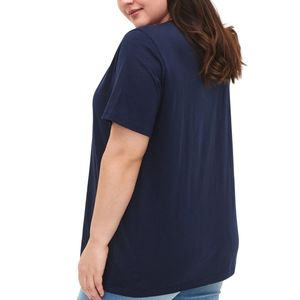 Camiseta al por mayor personalizada para mujer, talla grande, cuello en V, 100% algodón, estampado gráfico, estilo urbano, OEM ODM - Product Image 3