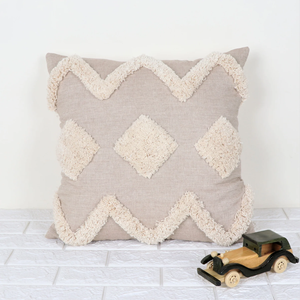 Hand Tufted Texture Boho <b>Beige</b> and Pink Cushion <b>Cover</b> Handmade Decorative Pillow Case for <b>Sofa</b> Bedroom Living Room Home Decor - Product Image 3