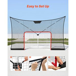 Red de Protección para Portería de Hockey de 12x7 Pies, Duradera, Ligera, Portátil, con Cobertura Extendida para Entrenamiento en el Patio Trasero - Product Image 5