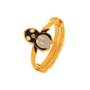 Playful Penguin Kid's Gold <b>Ring</b> Luxury Gold Finish Sea <b>Turtle</b> Adjustable Open <b>Ring</b> for Kid's Enamel Designer Statement Jewelry - Product Image 1