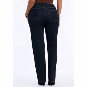 <b>Women</b> High Waist Slim Dark for Denim Breathable Summer <b>Cropped</b> Straight <b>Jeans</b> Stretch Ankle-Length Casual Pants OEM ODM - Product Image 3