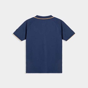 เสื้อโปโลแขนสั้นสีทึบสำหรับผู้ชาย ผ้าถักลำลองระบายอากาศได้ดี สีน้ำเงินกรมท่า - Product Image 5