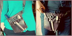 Handcrafted Leather Barber Scissor <b>Pouch</b> Professional Salon Stylist Tool Bag Holster With Waist Strap LBSH-0016 - Product Image 4