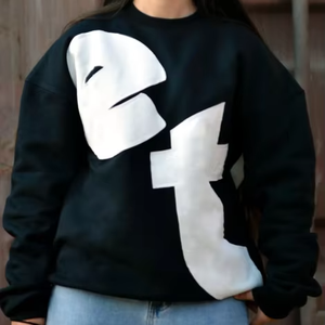 2025 Unisex de gran tamaño 100% sudaderas de algodón 450 GSM polar cuello redondo hombro parcheado bordado sudaderas con capucha sudaderas para hombres - Product Image 3