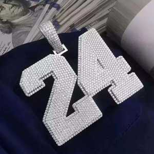 จี้เลข 24 ประดับเพชรโมอิสซาไนต์เต็มเม็ด 38 กะรัต เงินแท้ สไตล์ฮิปฮอป งานสั่งทำพิเศษ เครื่องประดับสำหรับทุกเพศ - Product Image 1