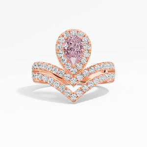 แหวนเพชรโมอิสซาไนต์สีชมพูทรงลูกแพร์สำหรับผู้หญิง ดีไซน์คลาสสิก ประดับเพชร 1.27 กะรัต ชุบโรเดียม รับรองโดยผู้เชี่ยวชาญ 10K 14K - Product Image 6