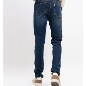 Jean en denim indigo foncé coupe droite pour homme, coupe classique, pantalon décontracté uni - Product Image 2