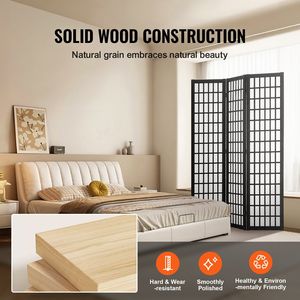 ฉากกั้นห้องแบบพับได้ 3 แผ่น สไตล์ญี่ปุ่น ทำจากไม้ สำหรับใช้ภายในบ้าน ห้องนอน ฉากกั้นตกแต่งเรียบง่าย - Product Image 4