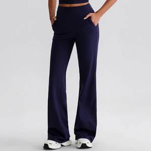 High Quality With Pockets <b>Flare</b> Wide Leg Pants Women Nude Feel Elastic Butt Lift High Waist Women's Pants & Trousers - Product Image 5