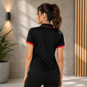 Chemises polo grecques brodées pour femmes, insignes maçonniques héritages Delta Sigma Sorors |   Ensemble brodé pour femmes de la sororité, noir et rouge - Product Image 4