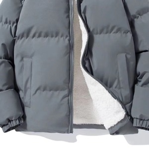 Veste matelassée pour homme sur mesure en gros, veste matelassée à capuche respirante pour l'hiver, gris et blanc - Product Image 6