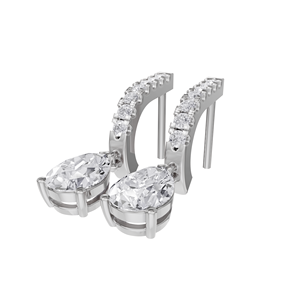 ต่างหูเพชรทรงหยดน้ำ Aarinya Pear-Cut Solitaire Linear Lab Grown Diamond ชุบทอง 9K สำหรับงานปาร์ตี้ สไตล์คลาสสิก - Product Image 2