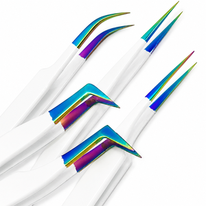 Luxury <b>White</b> Volume Eyelash Tweezers with Slanted Tip Stainless Steel Eco-Friendly & Durable for Eyebrow Use - Product Image 5