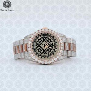 Montre de luxe pour homme Charm_Jewels en acier inoxydable, incrustée de diamants, mouvement mécanique analogique, boîtier de 40 mm, verre du cadran, date automatique - Product Image 1