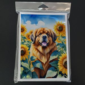 Whimsical Tibetan Mastiff in Sunflowers A7 Size <b>5x7</b> Blank Note Cards Pack of 8 with <b>Envelopes</b> Greeting Cards Collection - Product Image 3