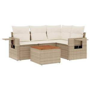 Conjunto de Sofá Modular Mediano de Ratán Sintético PE Beige para Jardín, Muebles Elegantes para Exteriores - Product Image 2
