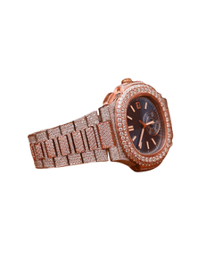 Montre en or rose de qualité supérieure pour usage quotidien, avec cadran bleu, en stock, mouvement à quartz - Product Image 3