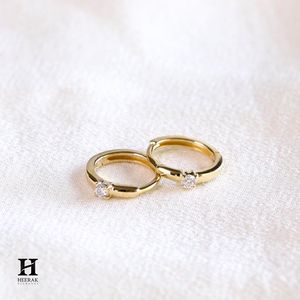 Minimalist 14K Gold Solitaire Huggie Hoop <b>Earrings</b> Round Cut Diamond Small Dainty Hoops for Women <b>Fine</b> Jewelry - Product Image 1