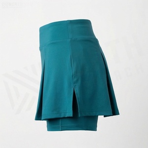 Jupe courte plissée taille haute pour femme, couleur unie, style sportif, respirante, en spandex et polyester, avec short intégré, toutes saisons - Product Image 3