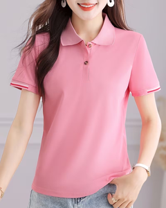 Womens Jersey Quick Dry for Shirt Short Sleeve Breathable Knitted Casual Golf Tennis Workwear Front Custom Logo Top - Product Image 5