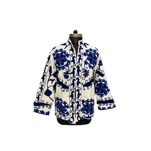 Chaqueta Bomber de Mujer Casual con Cuello Alto y Bordado Floral a Mano en Terciopelo de Lujo al por Mayor - Product Image 1