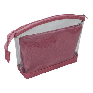Pochette de voyage en PVC recyclé et jute, couleur unie tendance, trousse de toilette transparente avec fermeture éclair, motif logo, réutilisable, en plastique - Product Image 2
