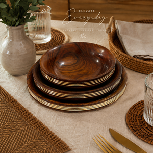 Ensemble de bols en bois de rose indien artisanal de luxe, 3 bols de service écologiques en bois, vaisselle de fête, vaisselle de cuisine, décoration de la maison, cadeau - Product Image 4
