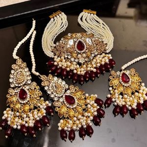 Custom Designs Wholesale Prices Traditional Antique Wedding Trendy Gold Plated Stainless Steel <b>Choker</b> Necklaces Earrings Women - Product Image 2