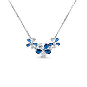 Collar Floral de Zafiro y Diamante en Oro Amarillo de 14K - Product Image 5