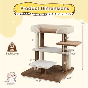 2-in-1 Gray <b>Cat</b> Stairs and 4-Tier Platforms <b>Cat</b> Tree with Sisal <b>Scratching</b> <b>Posts</b> - Product Image 5