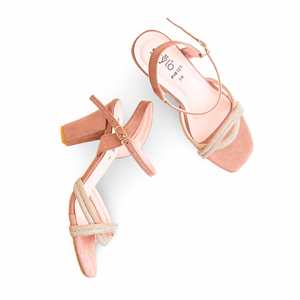 Sandale à talon rose pour femme FN6121 - Product Image 1