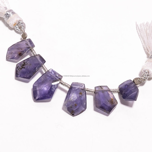 Cuentas de piedras preciosas facetadas de iolita azul Natural al por mayor grado superior hebra de 4 pulgadas forma elegante 6X11 7X12 MM para la fabricación de joyas - Product Image 1