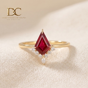 Bague en or massif 14 carats avec diamant de laboratoire taille ronde en forme d'aile de cerf et rubis sang de pigeon, bague de fiançailles, bijoux de mariage de luxe - Product Image 3