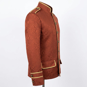 Blazer de style victorien en brocart, tendance, avec garniture en tresse dorée, style gothique steampunk, couleur orange, pour l'équitation, fabriqué par un professionnel - Product Image 3