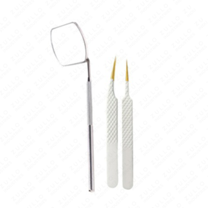 3PCS Stainless Steel Eyelash Extension Tweezers Set with White Isolation Mirror Fiber Tip Lash <b>Tools</b> Private Label Kit - Product Image 6
