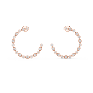 Pendientes de Aro Redondos de Lujo en Oro Rosa de 10K con Diamantes Cultivados en Laboratorio, Edición Limitada Especial, Disponibles en 10K, 14K y 18K - Product Image 1