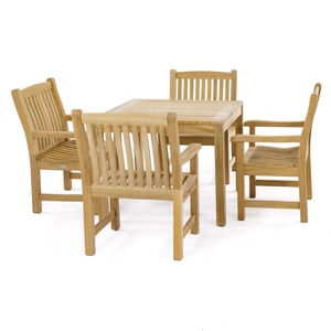 Table à manger carrée en bois massif, design moderne minimaliste, 4 places, mobilier de jardin extérieur, stable, utilisation domestique - Product Image 3