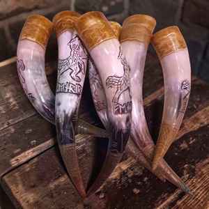 Hand Carved Viking <b>Drinking</b> Horn Authentic Ox Horn Mug for Viking Style <b>Drinking</b> <b>Bar</b> Decor and Gift At Best Price - Product Image 6