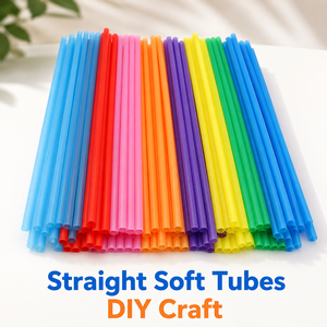 Pailles à boire en plastique colorées 6x260mm, 8 couleurs assorties, pailles droites jetables pour jus, fêtes, bricolage, artisanat, sac de 100 pièces - Product Image 4