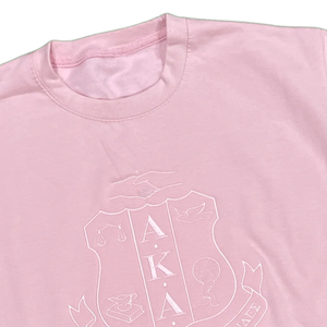 Color on Color Shield <b>Pink</b> <b>Sweatshirt</b> for Women Embroidered Crewneck Pullover Long Sleeve Sorority Fashion Top for Campus - Product Image 4