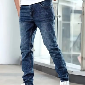 Nouveau jean en denim éco-responsable pour homme, taille mi-haute, coupe droite classique, décontracté, élastique, Bangladesh - Product Image 5
