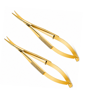 Ciseaux à sourcils courbés dorés MANAN INSTRUMENTS en acier inoxydable, pour droitiers, non pliables, outil de beauté et de maquillage - Product Image 5