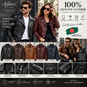 Blouson de motard pour homme en cuir véritable 100% OEM, col rabattu, fermeture éclair, couleur unie, coupe classique, style moto, Bangladesh - Product Image 2
