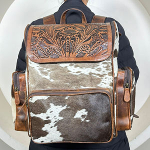 Sac à dos à langer en cuir de vachette véritable, fait main, style western, pour femme, sac à dos de voyage en cuir de vachette véritable, durable et élégant - Product Image 4