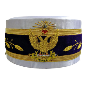 Casquette Couronne Maçonnique Personnalisée Haut de Gamme, Casquette Couronne Orde d'Amarante en Soie Blanche, Service OEM, Casquettes Couronne Francs-Maçons – Vente Chaude - Product Image 1