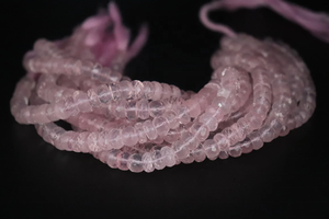 Perles Rondelle à facettes en quartz rose de qualité AAA 8 mm 10 pouces brin de perles de quartz rose pour la fabrication de bijoux - Product Image 4