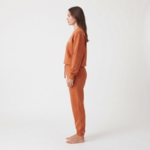 Women's Heavy Cotton Sweat Suit <b>Crewneck</b> Top Jogger Pants Matching Set Casual Streetwear Athletic Sportswear Outfit - Product Image 4